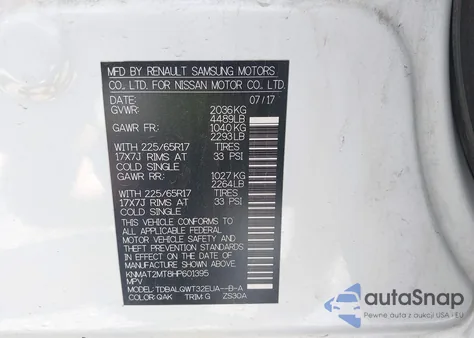 2017 Nissan Rogue Sv from USA, damaged, VIN KNMAT2MT8HP601395